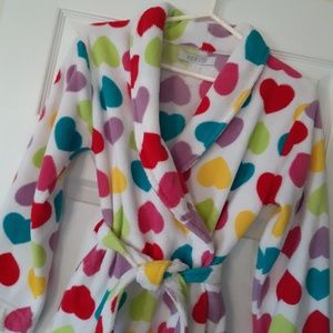 Fluffy Rainbow Hearts Robe